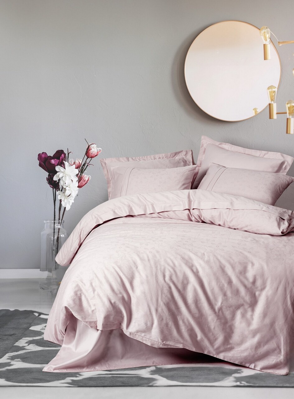 Lenjerie de pat dubla, L'essentiel Maison, Jana, Roz pudra - imagine 3